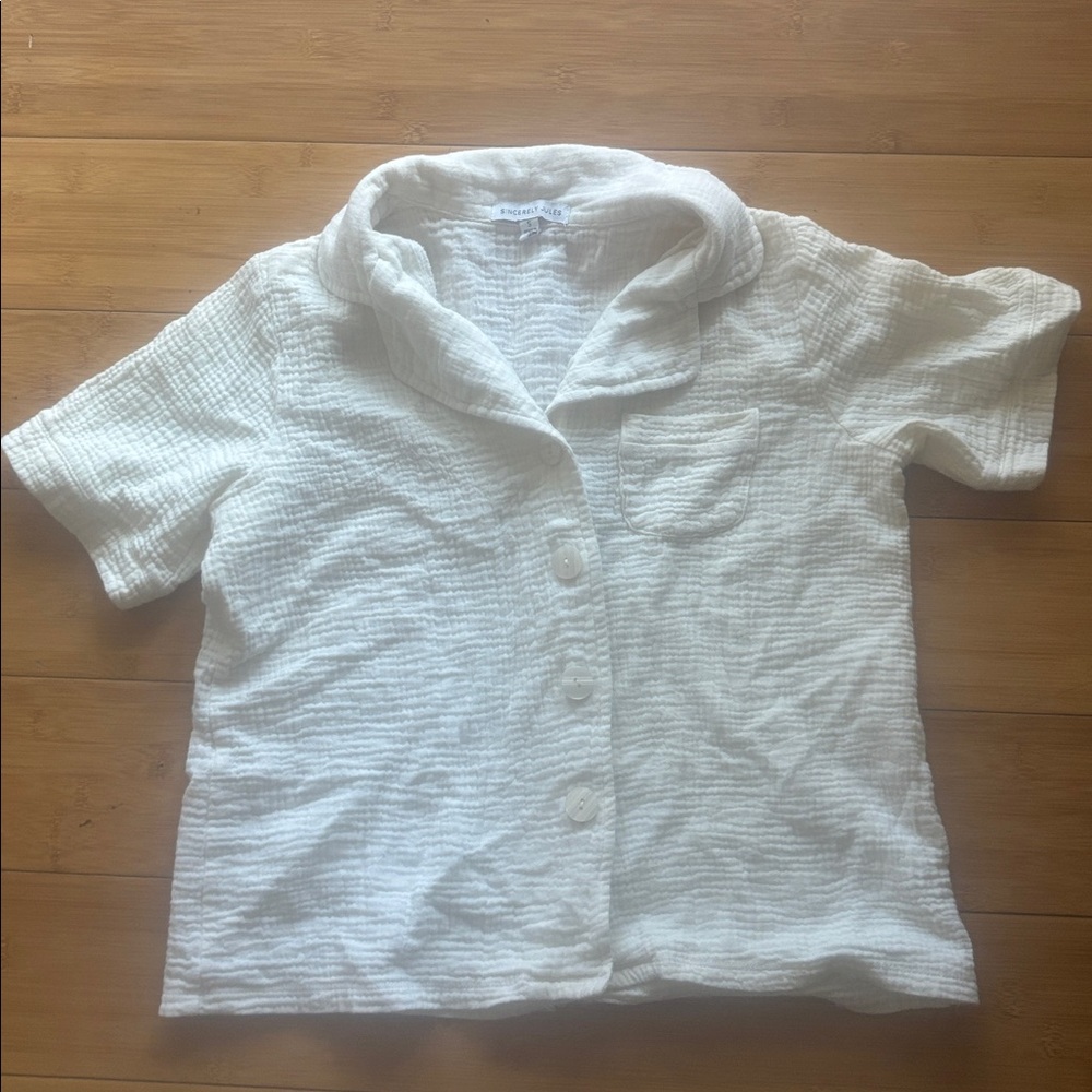 White Sincerely Jules Button-Front Shirt (100% Cotton)